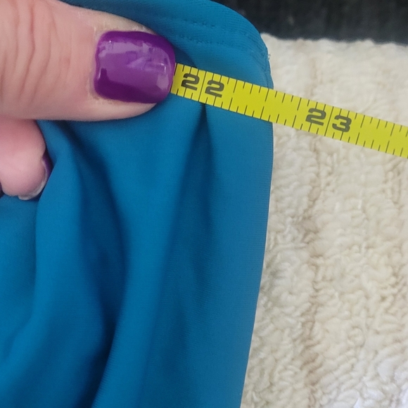 Women's plus size 20W one pcs. Ruffle collar turquoise swimsuit. New - Picture 6 of 7